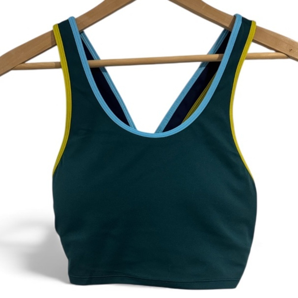 Cotopaxi sports bra Teal & lime NEW padded XS Mari Crop deep ocean